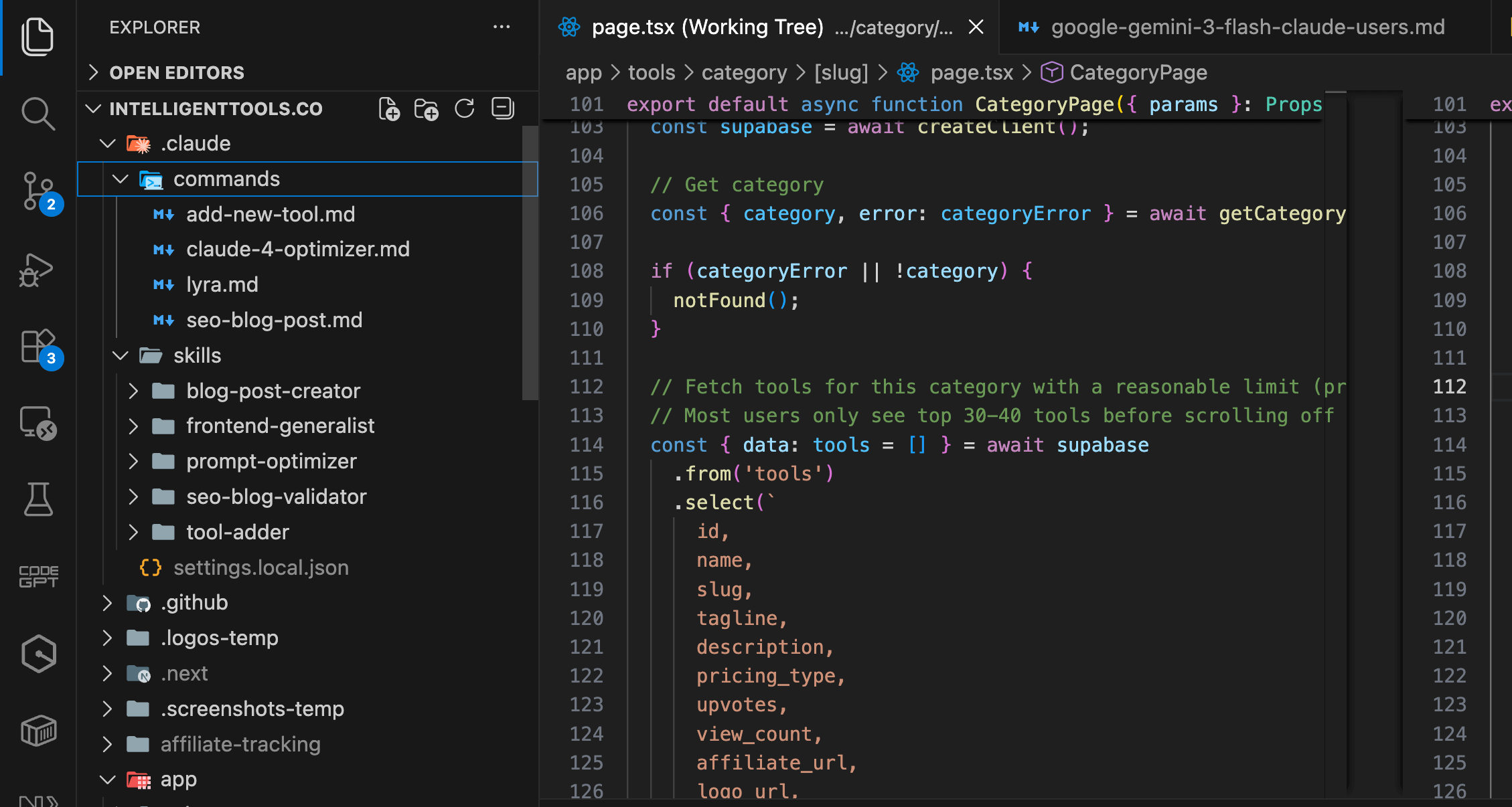 Project-specific skills files in the file explorer