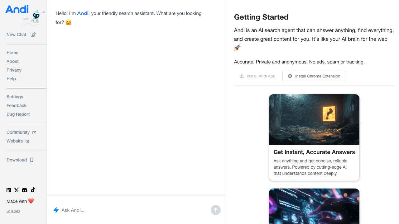 Andi Search - Conversational AI-powered search engine