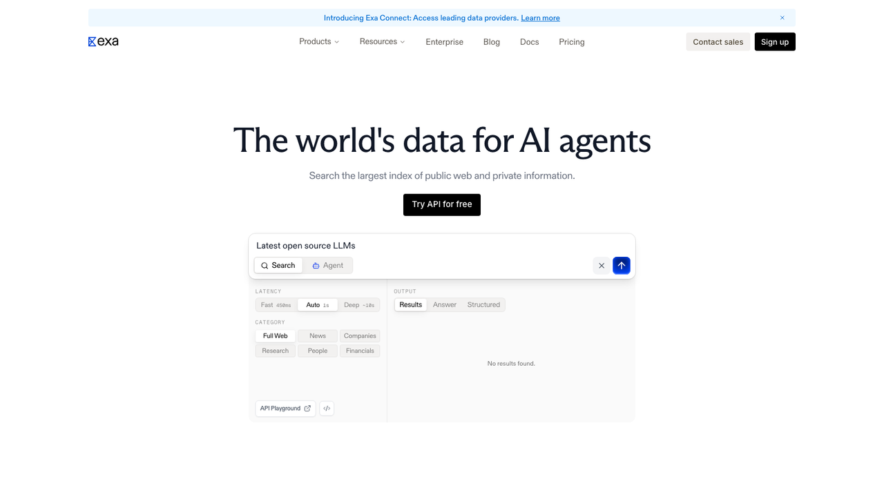Exa, a search API built to be called by code